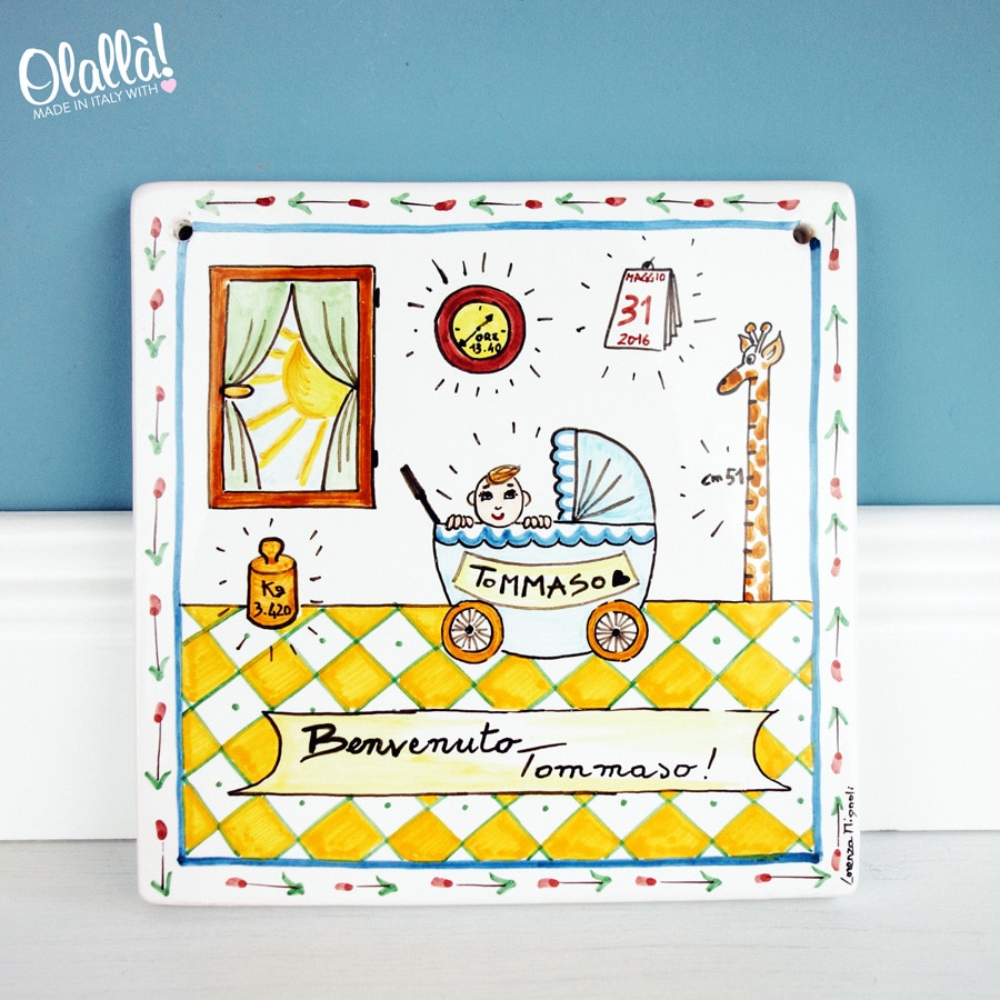 targa-ceramica-nascita-personalizzata-dipinta-mano