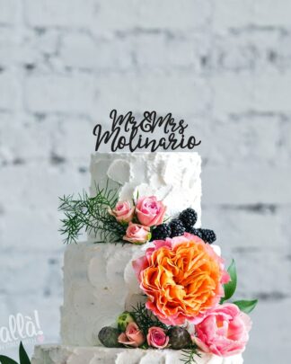 Cake Topper Personalizzato "Mr & Mrs" con Cognome degli Sposi