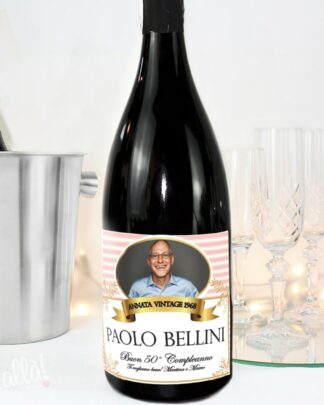 Bottiglia di Spumante Magnum "Annata Vintage" con Foto e Dedica - Idea Regalo 50 Anni