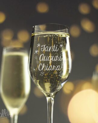 Bicchiere Flute "Tanti Auguri" Personalizzato con Nome - Idea Regalo Compleanno