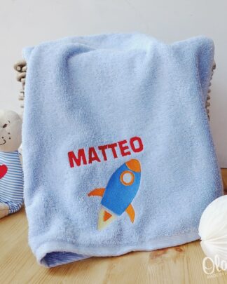 Asciugamanino Scuola per Bambino Personalizzato Missile Razzo Spaziale