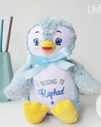 Peluche Pinguino "I belong to" Personalizzabile con Nome- Idea Regalo Neonato