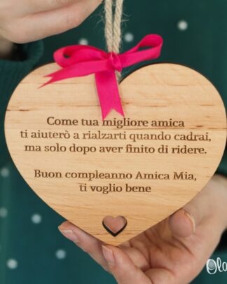 Targhetta da Appendere a Cuore in Legno con Dedica Speciale