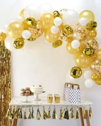 Ghirlanda di Palloncini Oro e Bianco per Festa 50° Compleanno o 50esimo Anniversario