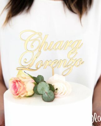 Cake Topper con Nomi degli Sposi Elegante Inglese