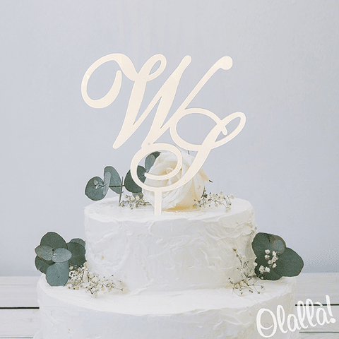 Cake Topper con Iniziali Eleganti Unite