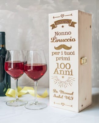 Cassettina Porta Vino in Legno Personalizzata - Idea Regalo Compleanno Nonno