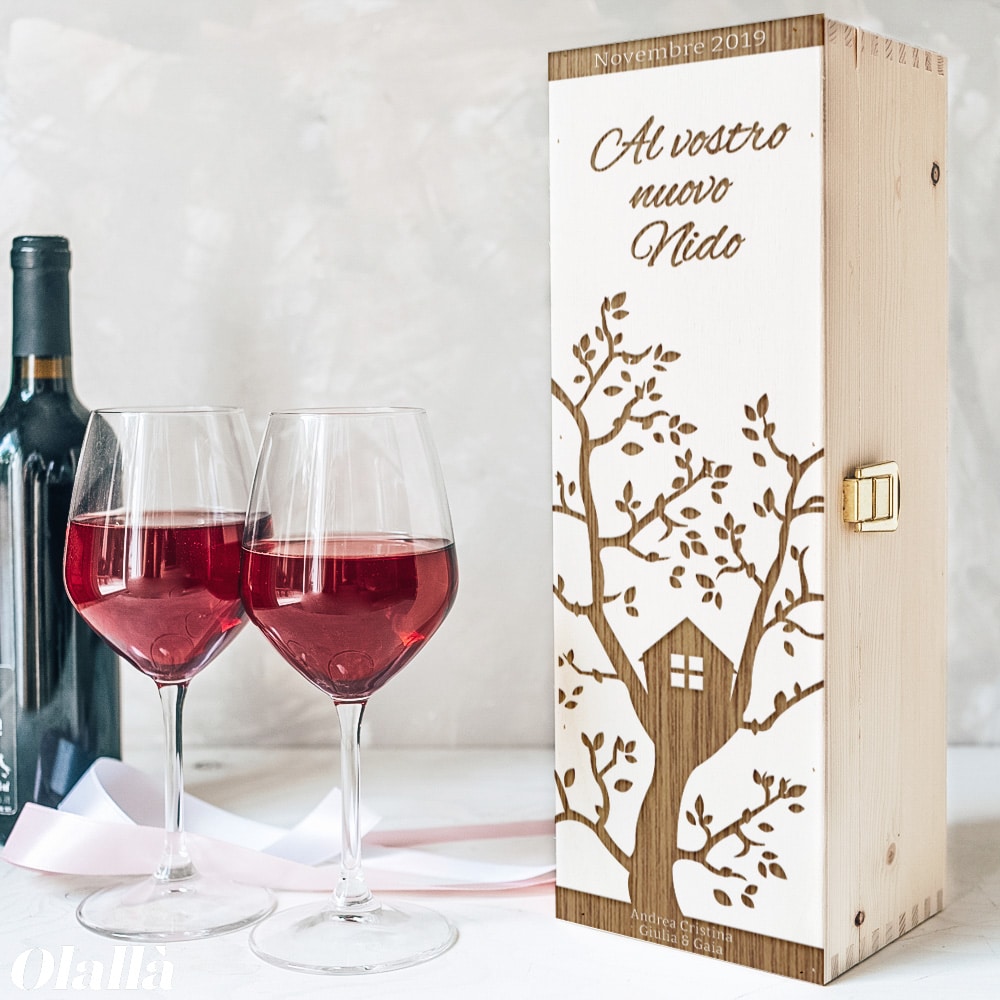 Cassettina Porta Vino in Legno Personalizzata Idea Regalo Acquisto di Casa Nuova - immagine 2