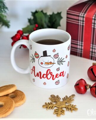 Tazza Personalizzata con Nome e Pupazzo di Neve - Idea Regalo Natale