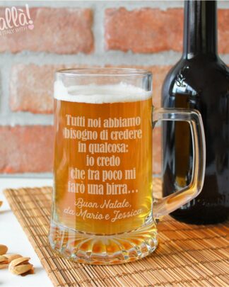 Boccale da Birra Natalizio Personalizzato con Dedica - Idea Regalo Natale