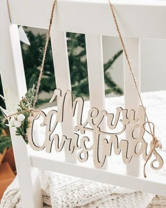 Set da 4 Decorazioni per Sedie in Legno con Foliage - Idea Decorazione di Natale