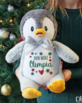 Peluche Renna di Natale a Quadri e Pois Personalizzabile "Buon Natale" e Nome