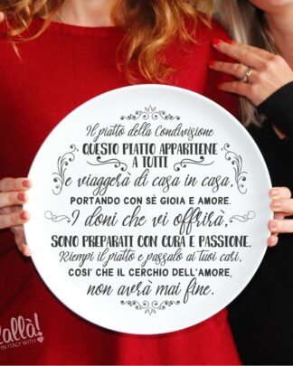 Piatto Natalizio "della Condivisione" in Ceramica con Eleganti Decorazioni  - Idea Regalo per Natale