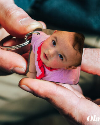 Portachiavi Quadrato in Legno Personalizzato con Foto e Dedica - Idea Regalo Papà