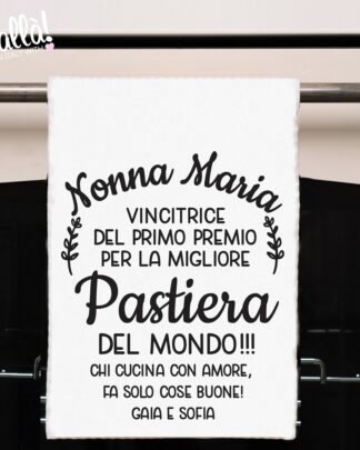 Strofinaccio da Cucina Personalizzato con Specialità Culinaria, Nome e Dedica