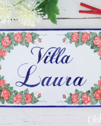 Numero Civico in Ceramica Personalizzabile con Decorazione Floreale Dipinta a Mano