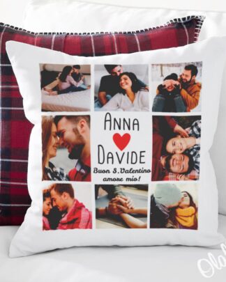 Cuscino Personalizzato con Nomi, Dedica e Foto - Idea Regalo San Valentino, Anniversario