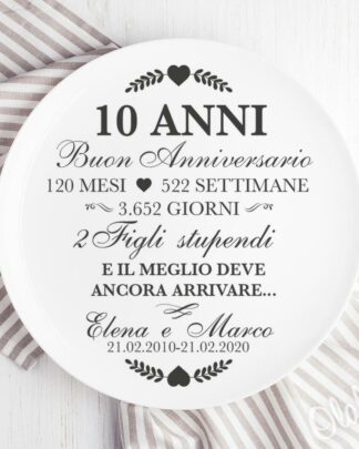 Piatto in Ceramica Personalizzato con La Vostra Storia D'Amore - Idea Regalo Anniversario