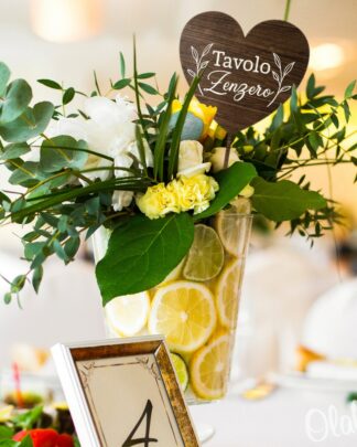 Segnatavolo in Legno Personalizzato con Nome e Decorazioni Foliage - Idea Decorazione Matrimonio