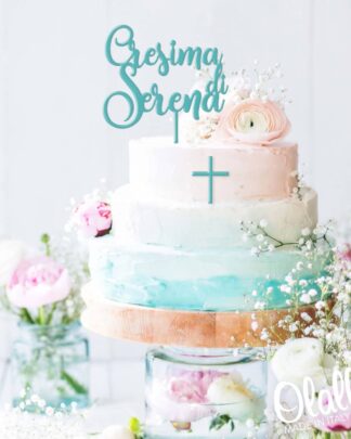Cake Topper Personalizzato per Cresima con Nome e Croce - Idea Decorazione Cresima