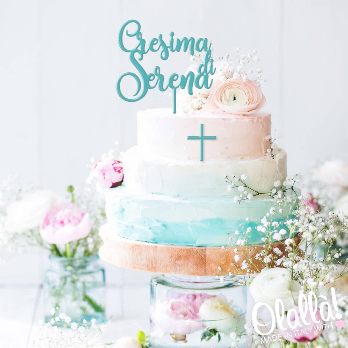 Cake Topper Personalizzato per Cresima con Nome e Croce - Idea Decorazione Cresima