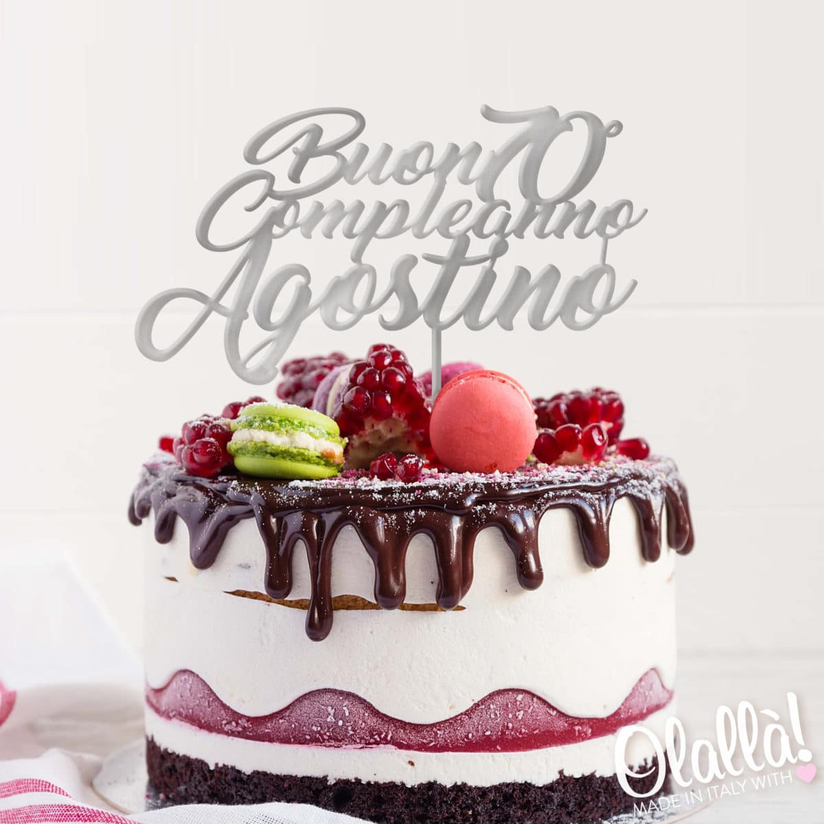 Cake Topper Personalizzato con Nome e Età - Idea 70 Anni Compleanno