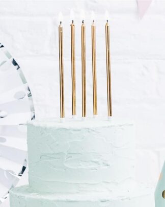 Set da 24 Candeline Alte Color Oro Metallizzato - Decorazione Torta Compleanno