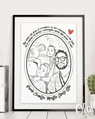 Ritratto Stile Fumetto Personalizzato con Dedica d'Amore e Nomi - Idea Regalo San Valentino