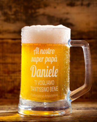 Boccale da Birra Personalizzato per Super Papà e Dedica - Idea Regalo Festa del Papà