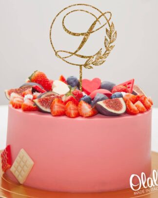 Cake Topper Personalizzato Con Iniziale e Decorazioni Foliage - Decorazione Compleanno