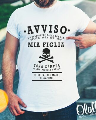 Maglietta T-Shirt Personalizzata per Papà "Avviso per Uscire con Mia Figlia"  - Idea Regalo Festa del Papà