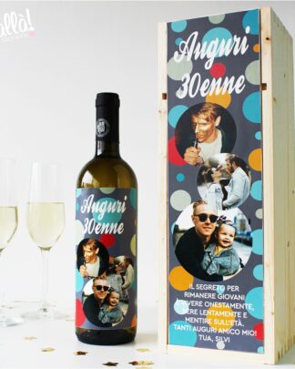 Cassettina Porta Vino Personalizzata Regalo Compleanno Uomo Donna con Bollicine