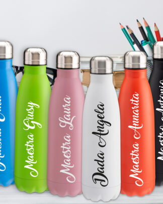 Borraccia Personalizzata con il Nome della Maestra e la tua Dedica - Regalo di Fine Anno
