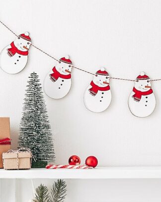 Festone Ghirlanda Natalizia con Pupazzi di Neve