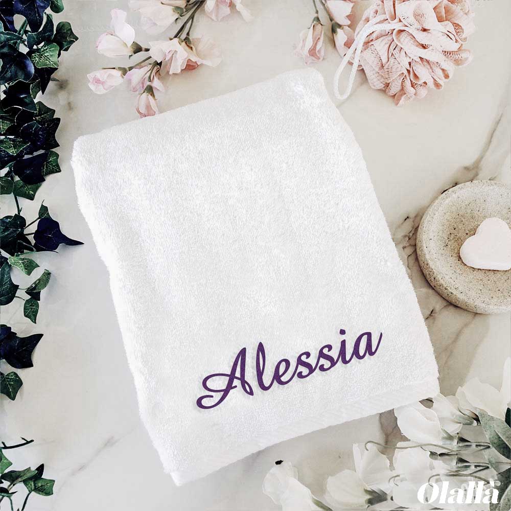 Asciugamano Ricamato da Viso 60x110 cm, Personalizzato con Nome Corsivo - Idea Regalo per la Mamma, per la Casa, Casa Nuova - immagine 2