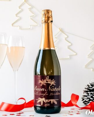 Bottiglia Elegante Personalizzata con i tuoi Auguri e la Data - Idea Regalo Natale