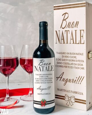 Cassettina Porta Vino in Legno Personalizzabile per Natale Elegante