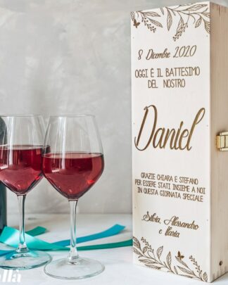 Cassettina Porta Vino Personalizzata Idea Regalo Padrino Madrina Battesimo e Cresima