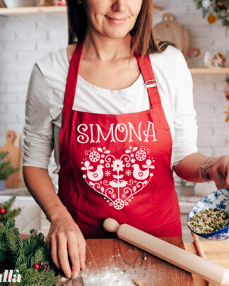 Grembiule di Natale Personalizzato con Nome e Decoro a Cuore