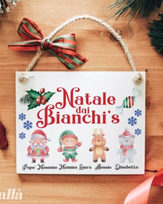 Targhetta Colorata con Membri della Famiglia - Idea Regalo Natale