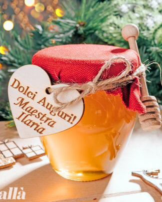 Vasetti di Miele Natalizi con Tag in Legno Personalizzata Idea Regalo Maestra