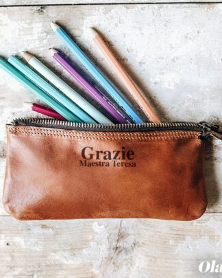 Astuccio Portapenne in Pelle Made in Italy Personalizzato con Frase