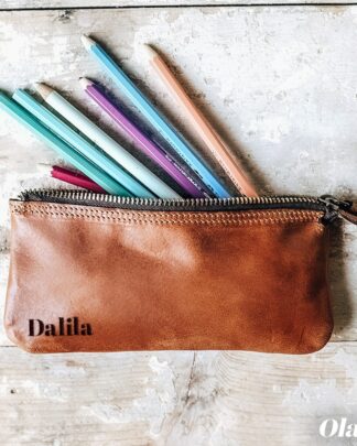 Astuccio Portapenne in Pelle Made in Italy Personalizzato con Nome