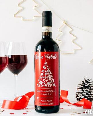 Bottiglia Personalizzata con Albero di Natale e Dedica