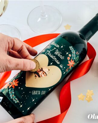 Bottiglia Gratta e Vinci Personalizzata con la tua Foto Segreta e la tua Dedica - Idea Originale Regalo di Natale