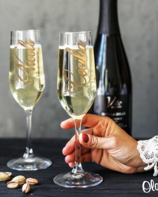 Bicchiere Flute Stretto Personalizzato con Nome - Idea Regalo Natale, Idea Segnaposto