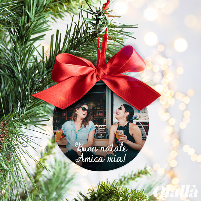 Decorazione per l'Albero di Natale Personalizzata con Foto e Dedica - Regali Natale Amica, Zia, Mamma, Nonna - immagine 3