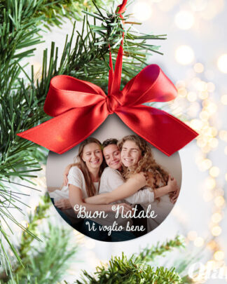 Decorazione per l'Albero di Natale Personalizzata con Foto e Dedica - Regali Natale Amica, Zia, Mamma, Nonna