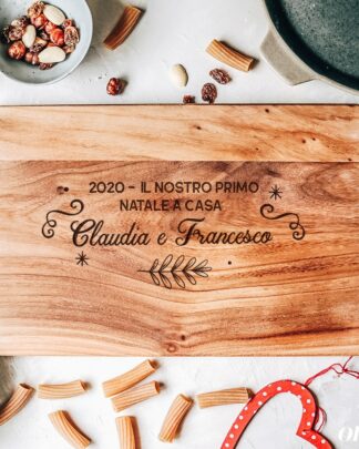 Tagliere Personalizzabile con Decoro Natalizio e Frasi e Nomi a scelta