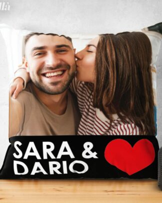 Cuscino Personalizzato con Foto Nomi Cuore e Dedica